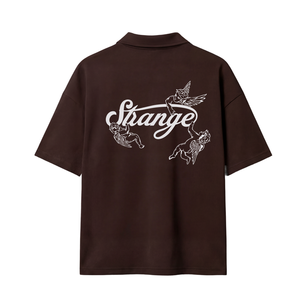 Strange Be Autyst Quater Zip Brown T-Shirt