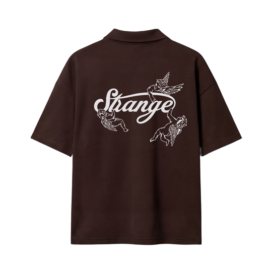 Strange Be Autyst Quarter Zip Brown T-Shirt