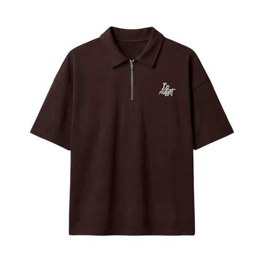 Strange Be Autyst Quarter Zip Brown T-Shirt