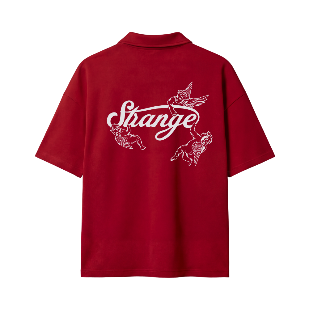 Strange Be Autyst Quater Zip Red T-Shirt
