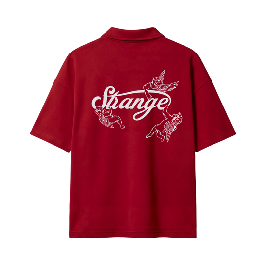 Strange Be Autyst Quarter Zip Red T-Shirt