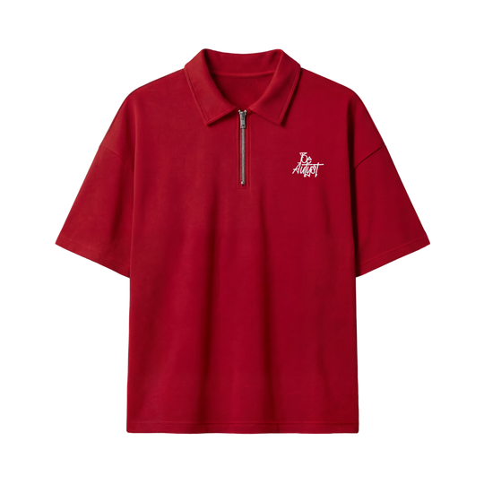 Strange Be Autyst Quarter Zip Red T-Shirt
