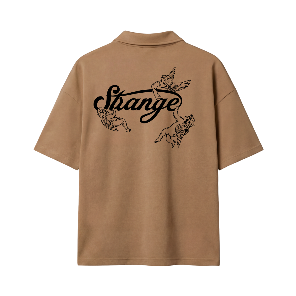 Strange Be Autyst Quater Zip Sand T-Shirt