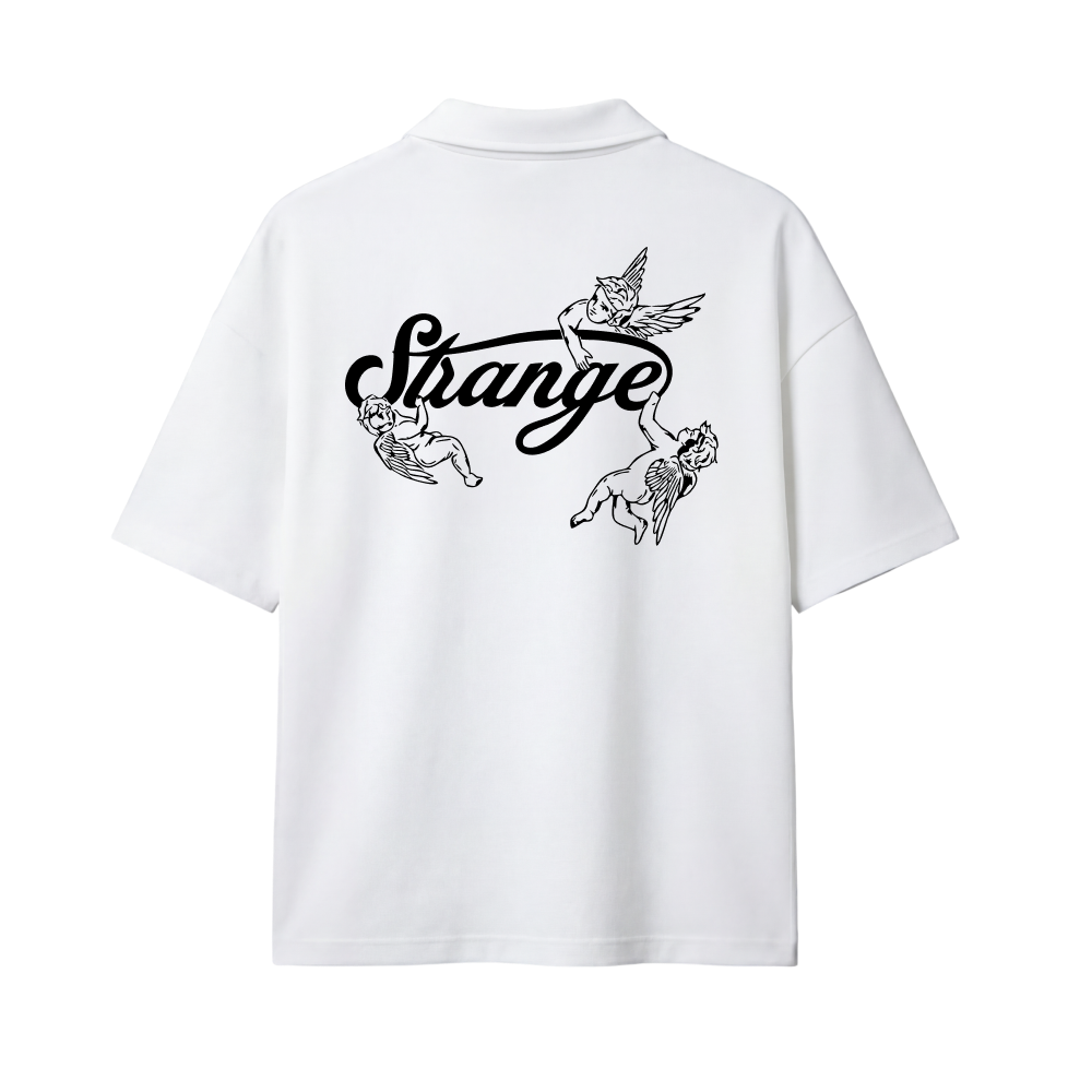 Strange Be Autyst Quater Zip White T-Shirt