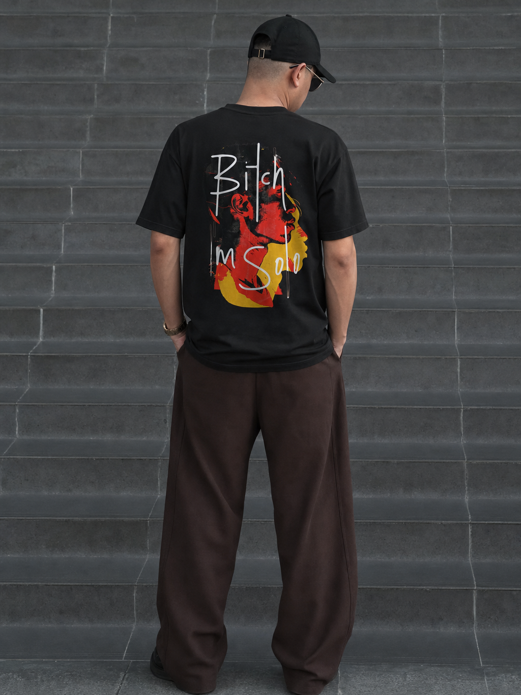 Be Autyst Street Flame Black T-Shirt – model back
