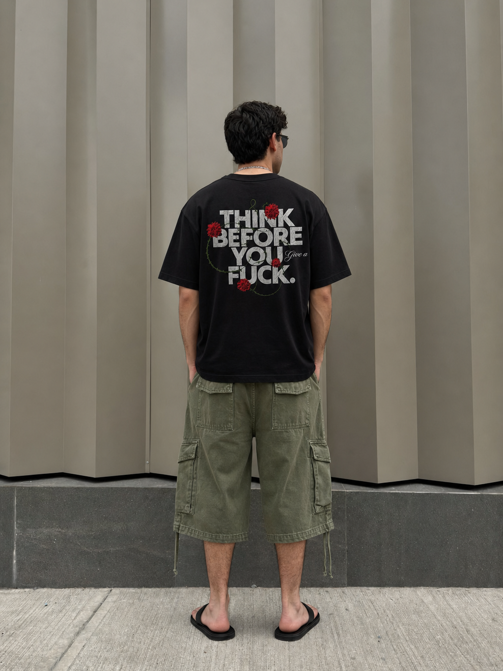 Be Autyst Think Twice Black T-Shirt – model back