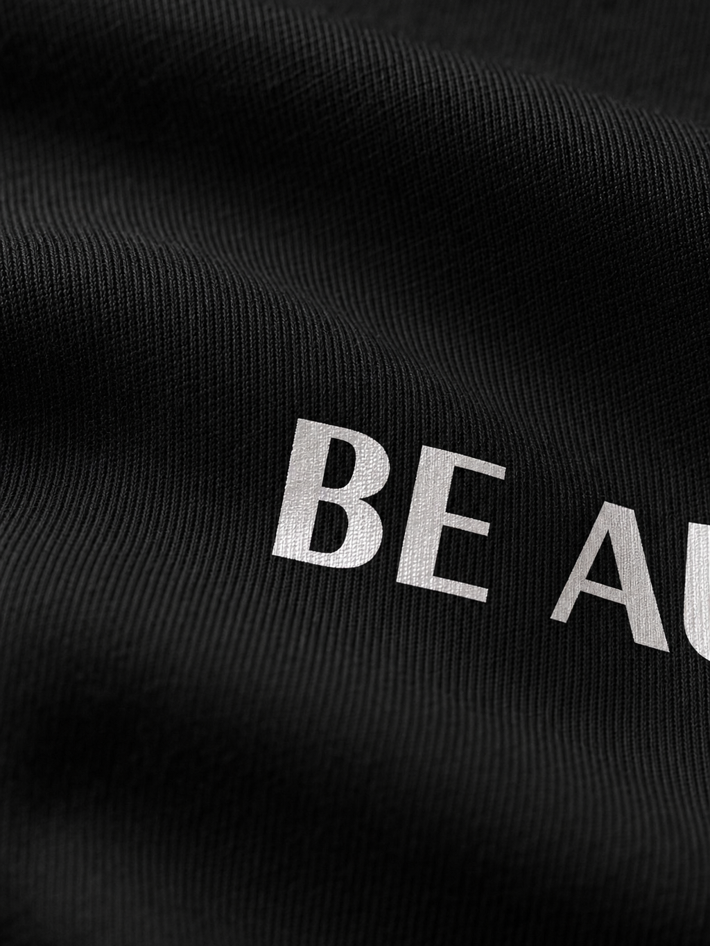 Be Autyst After Hours Black T-Shirt – close-up detail