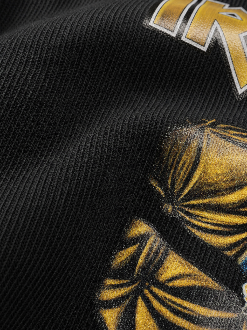 Iron Legacy Black Waffle T-shirt – close-up detail