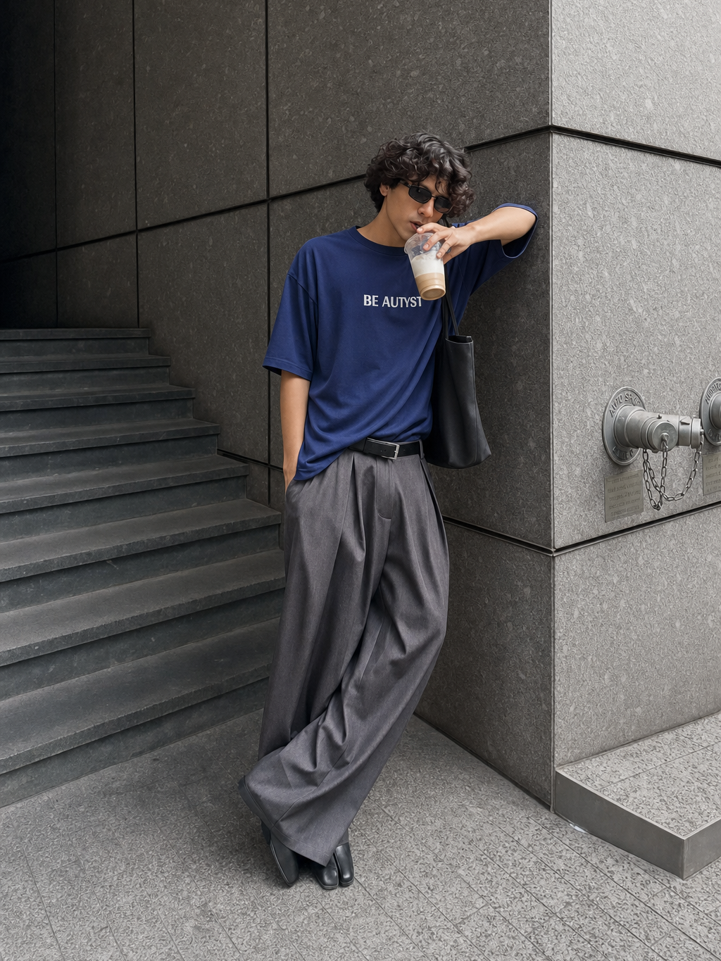 Be Autyst Lunar Cavalier Blue T-Shirt – model front