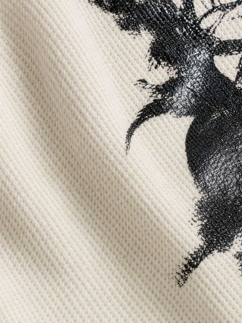 Skull Body Off White Waffle T-shirt – close-up detail