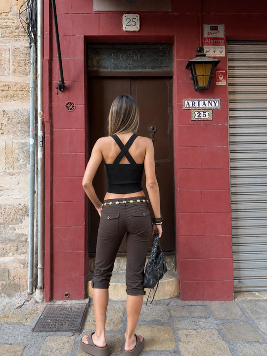 Be Autyst Cross Back Black Top