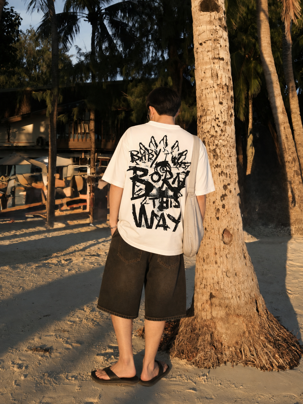 Be Autyst Born This Way White T-Shirt – model back