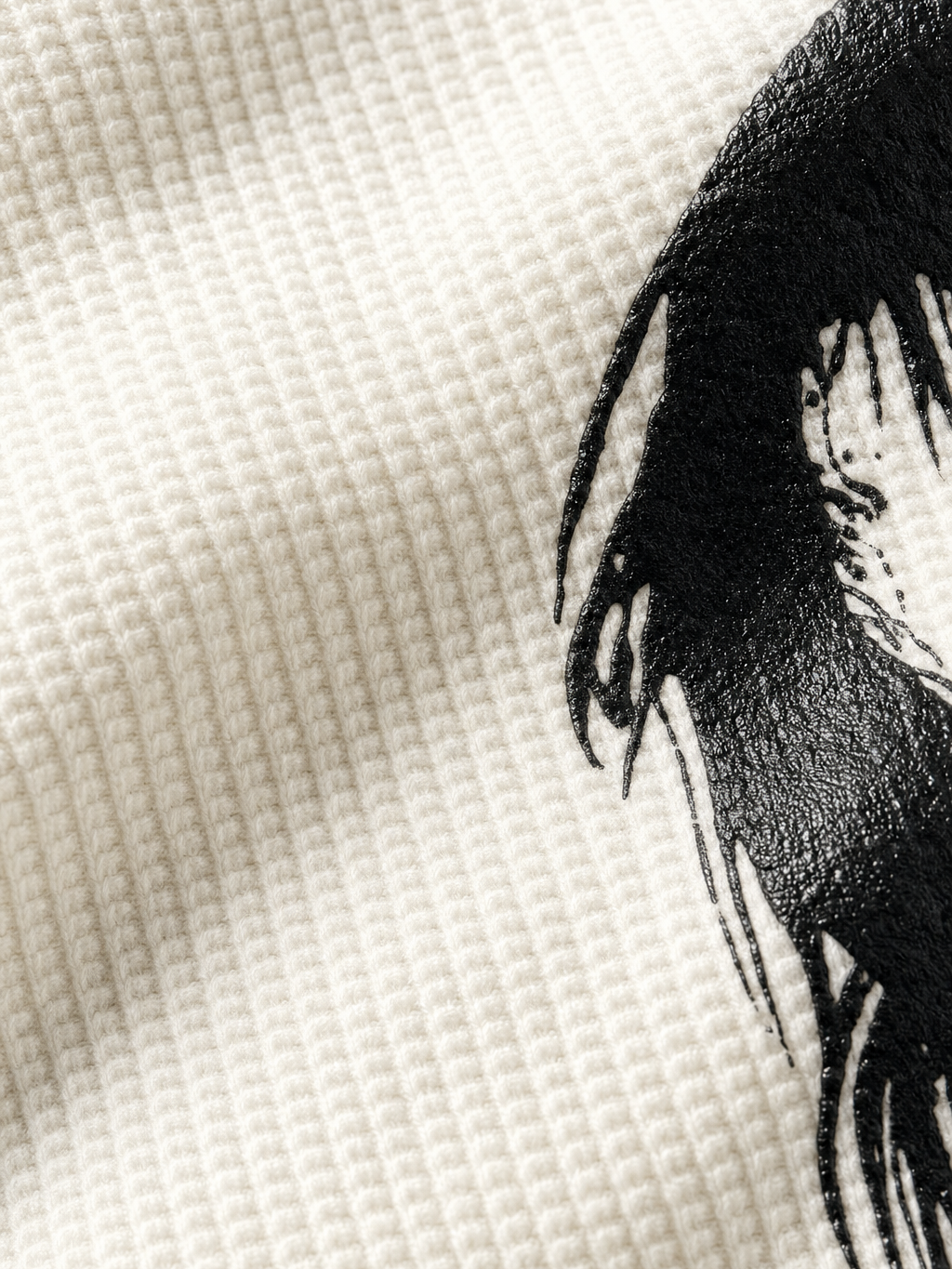 No Soul Muse Be Autyst Off White Waffle T-shirt – close-up detail