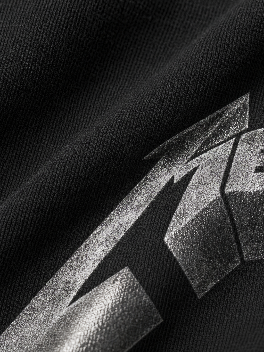 Puppet State Black Waffle T-shirt – close-up detail