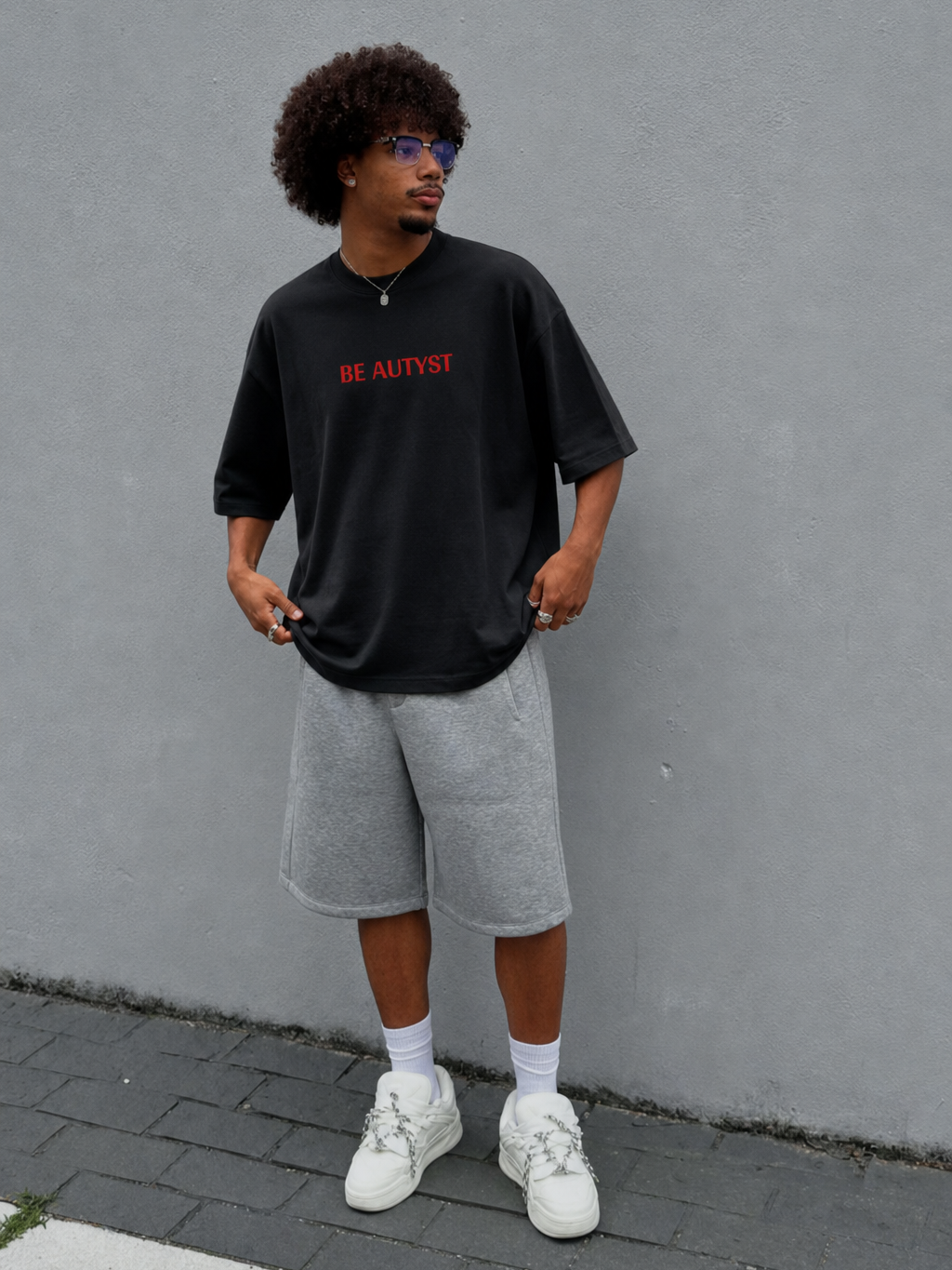 Be Autyst Money Mindset Black T-Shirt – model front