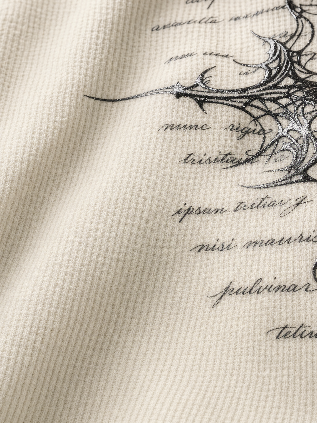 Crosswire Off White Waffle T-shirt – close-up detail