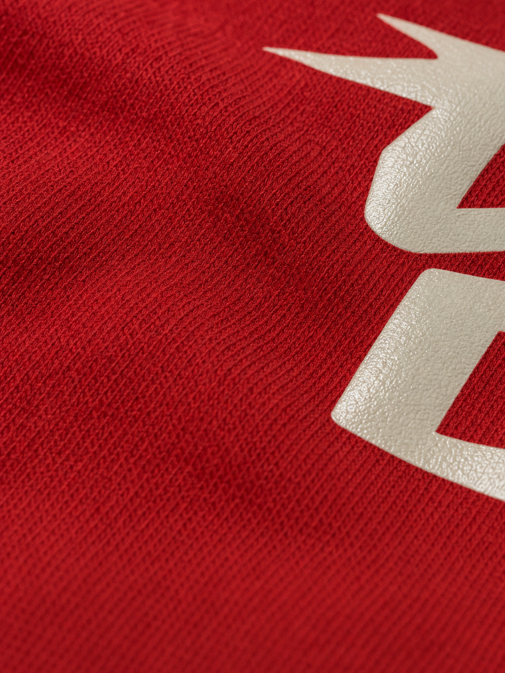 Hustle Team Be Autyst Quarter Zip Red T-Shirt – close-up detail