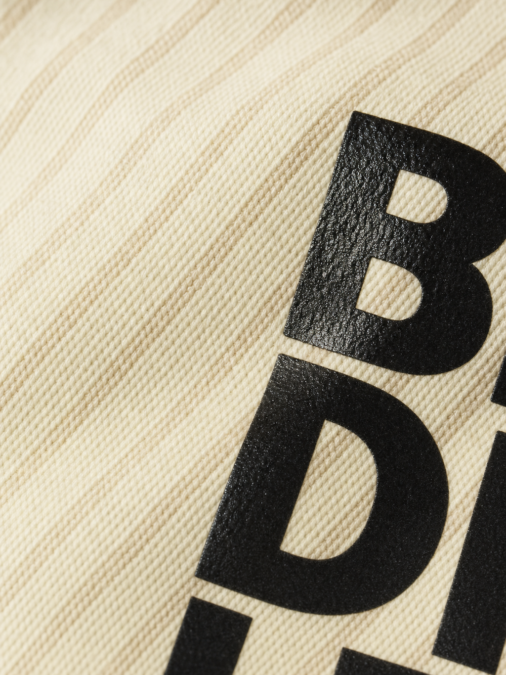 Drug Be Autyst Beige Stripe Shirt – close-up detail