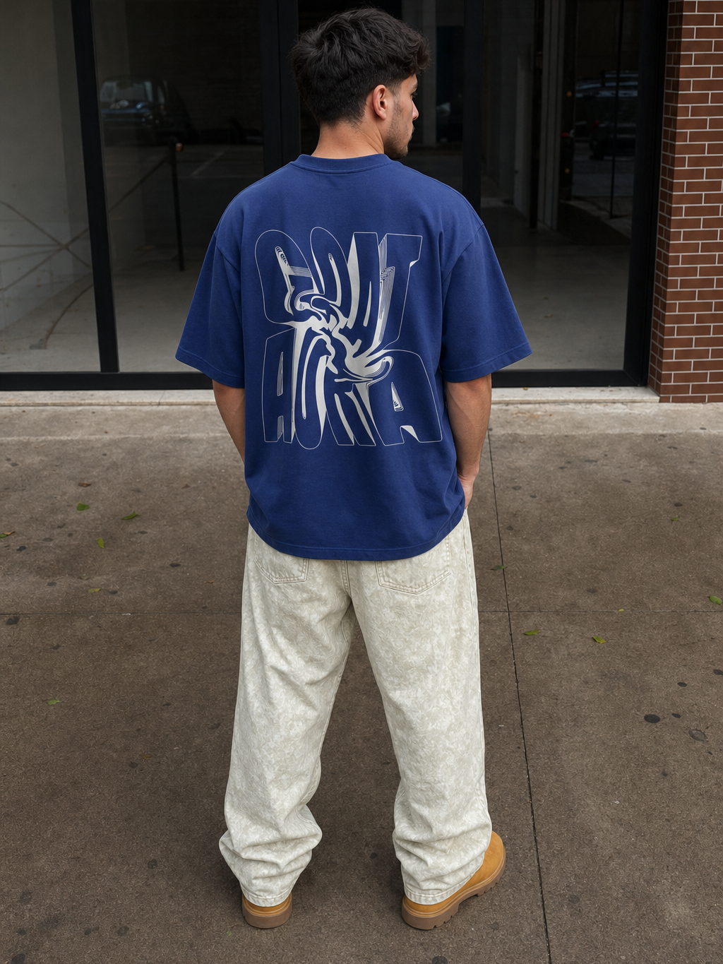 Be Autyst Goat Aura Blue T-Shirt – model back