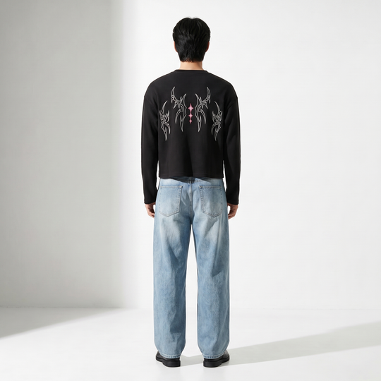 Pink Star Black Waffle T-shirt