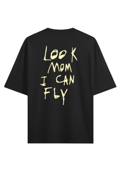 Be Autyst Look Mom I Can Fly Tshirt - Black