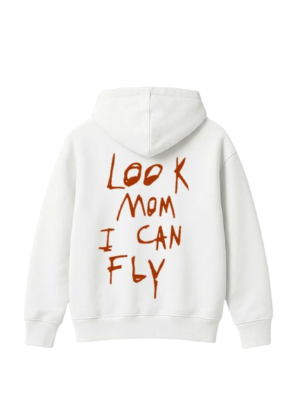 Be Autyst Look mom I can fly Hoodie - White