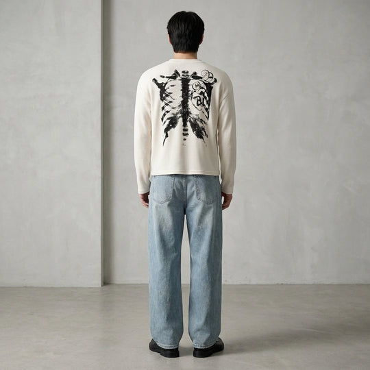 Skull Body Off White Waffle T-shirt