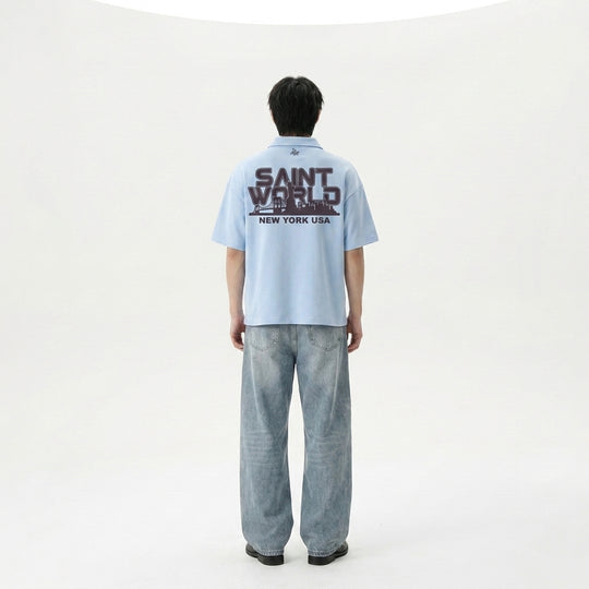 Saints 2.0 Be Autyst Quarter Zip Ice Blue T-Shirt