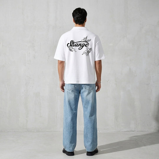 Strange Be Autyst Quarter Zip White T-Shirt