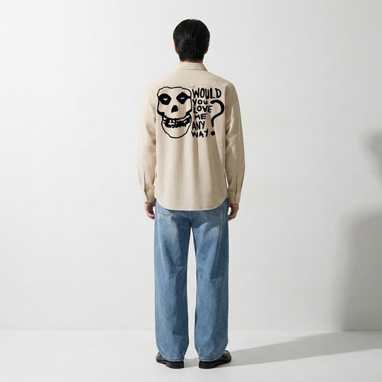 Love Me Be Autyst Beige Striped Shirt