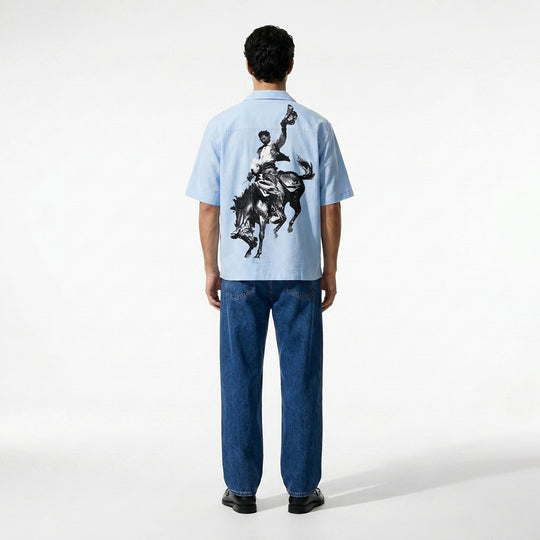 Defeat Be Autyst Ice Blue Bowling Shirt