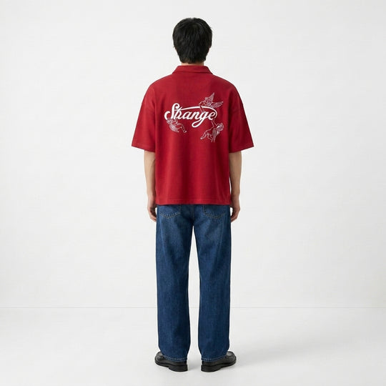 Strange Be Autyst Quarter Zip Red T-Shirt