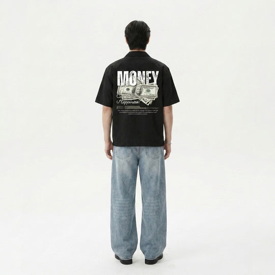 Money Can Buy Happiness Be Autyst Black Bowling Shirt