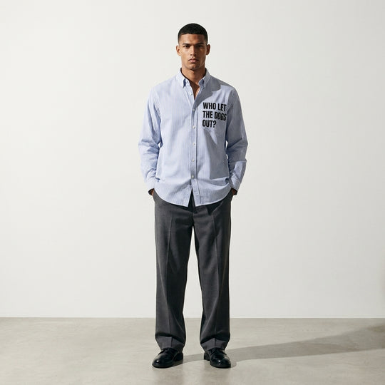 Dogs Out Be Autyst Blue Striped Shirt