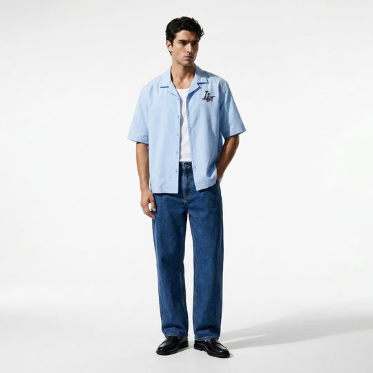 Defeat Be Autyst Ice Blue Bowling Shirt