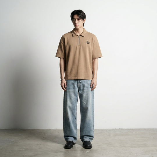 Strange Be Autyst Quarter Zip Sand T-Shirt