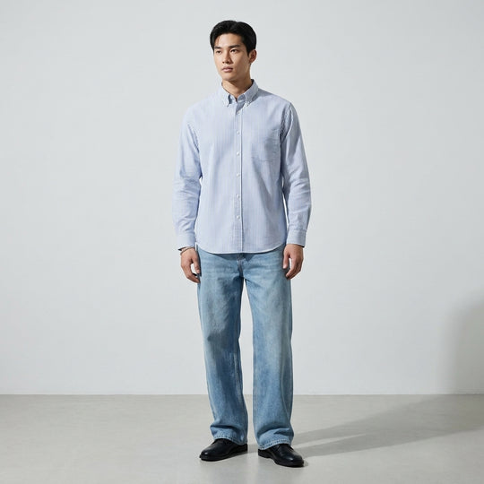 Question Mark Be Autyst Ice Blue Stripe Shirt