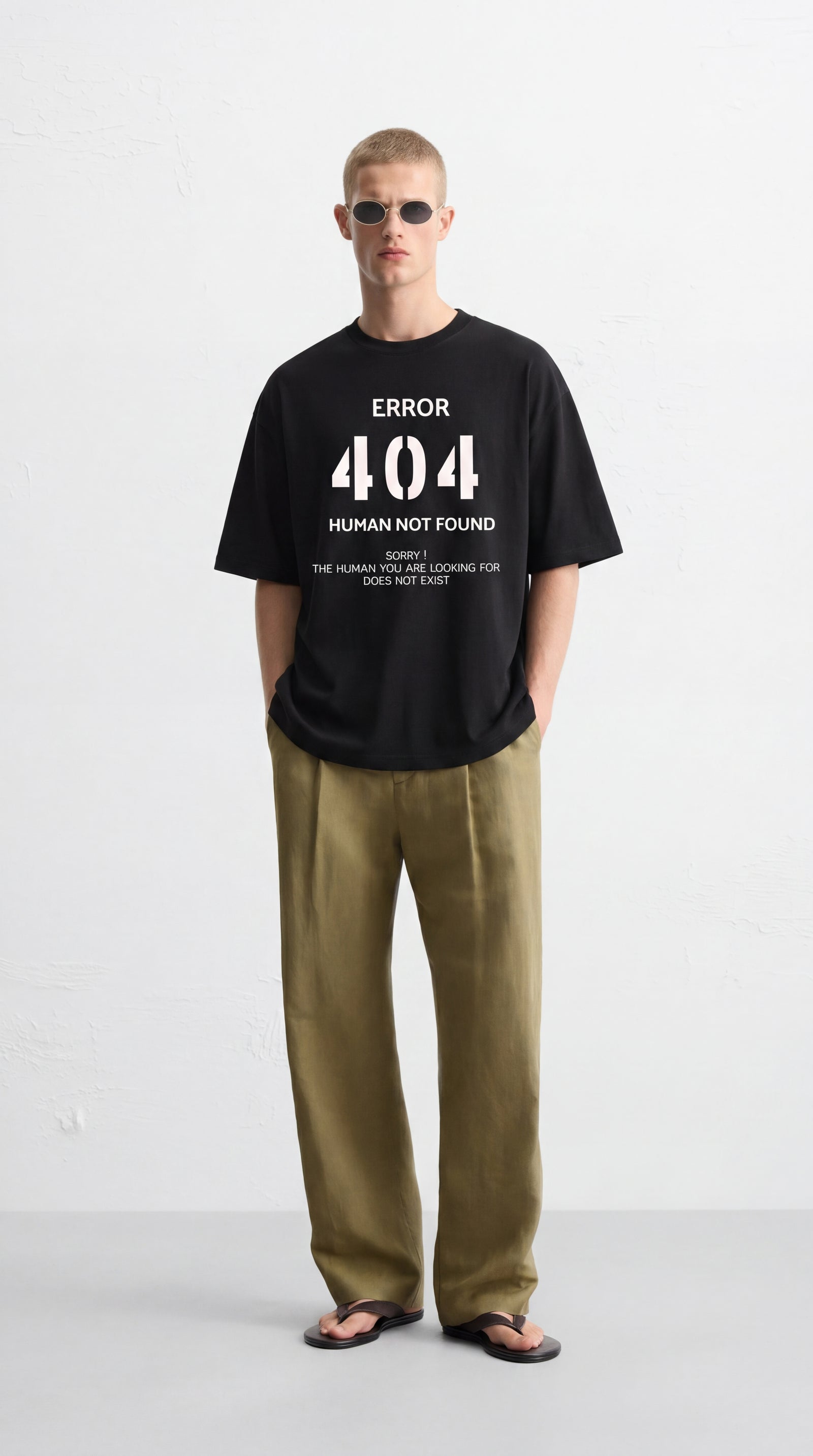 404 BE AUTYST BLACK T-SHIRT – model front